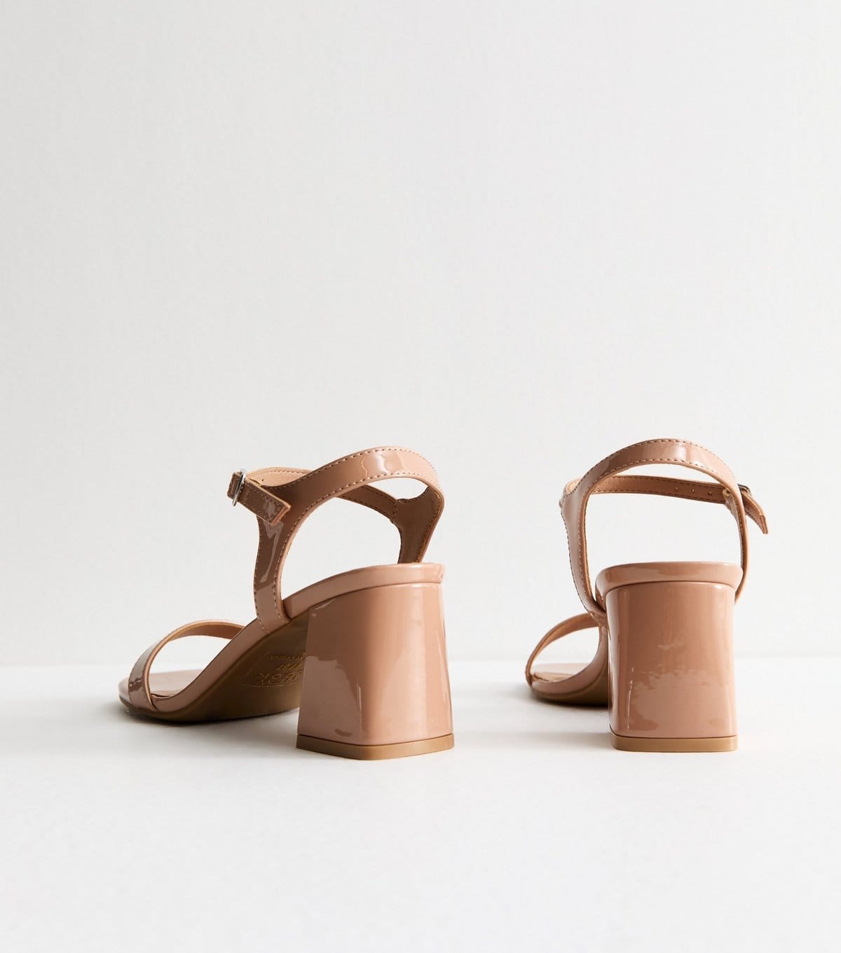 New Look Women's Mink Patent Block Heel Sandals Vegan New Look - 4