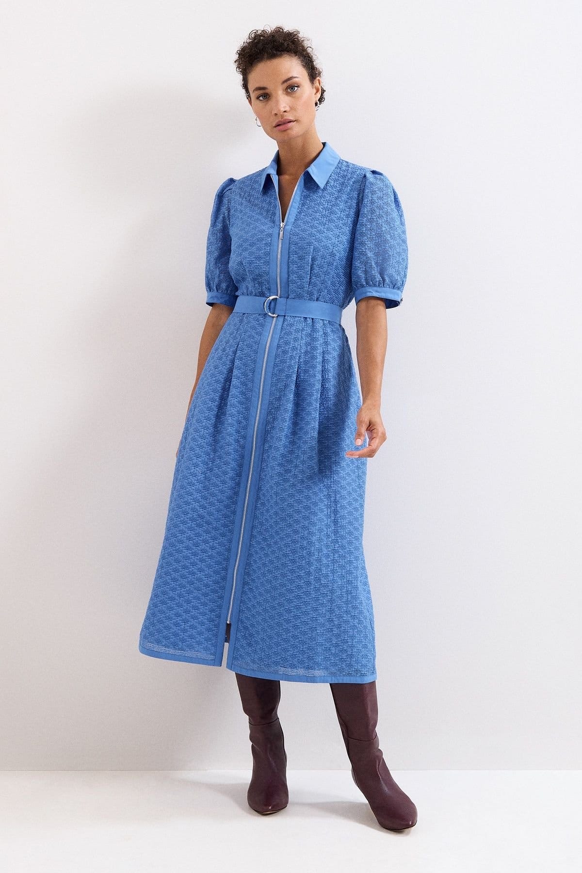 Phase Eight Bright Blue Belted Midi Dress