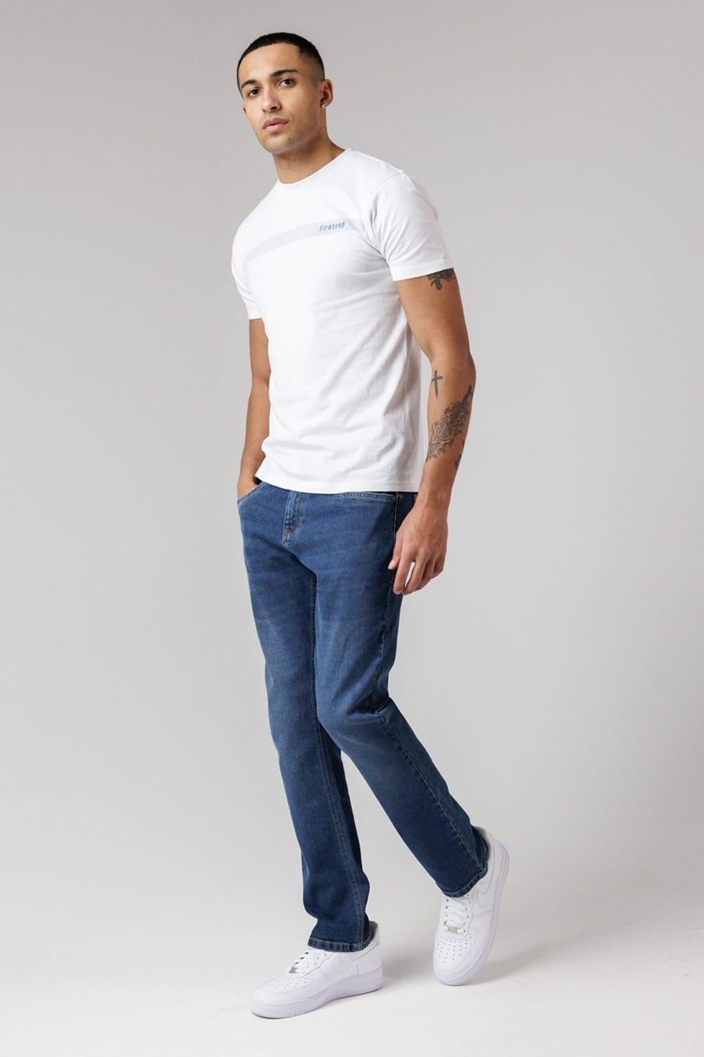 Firetrap Firetrap Men's Straight Leg Cotton Rich Jeans in Mid Navy - 4