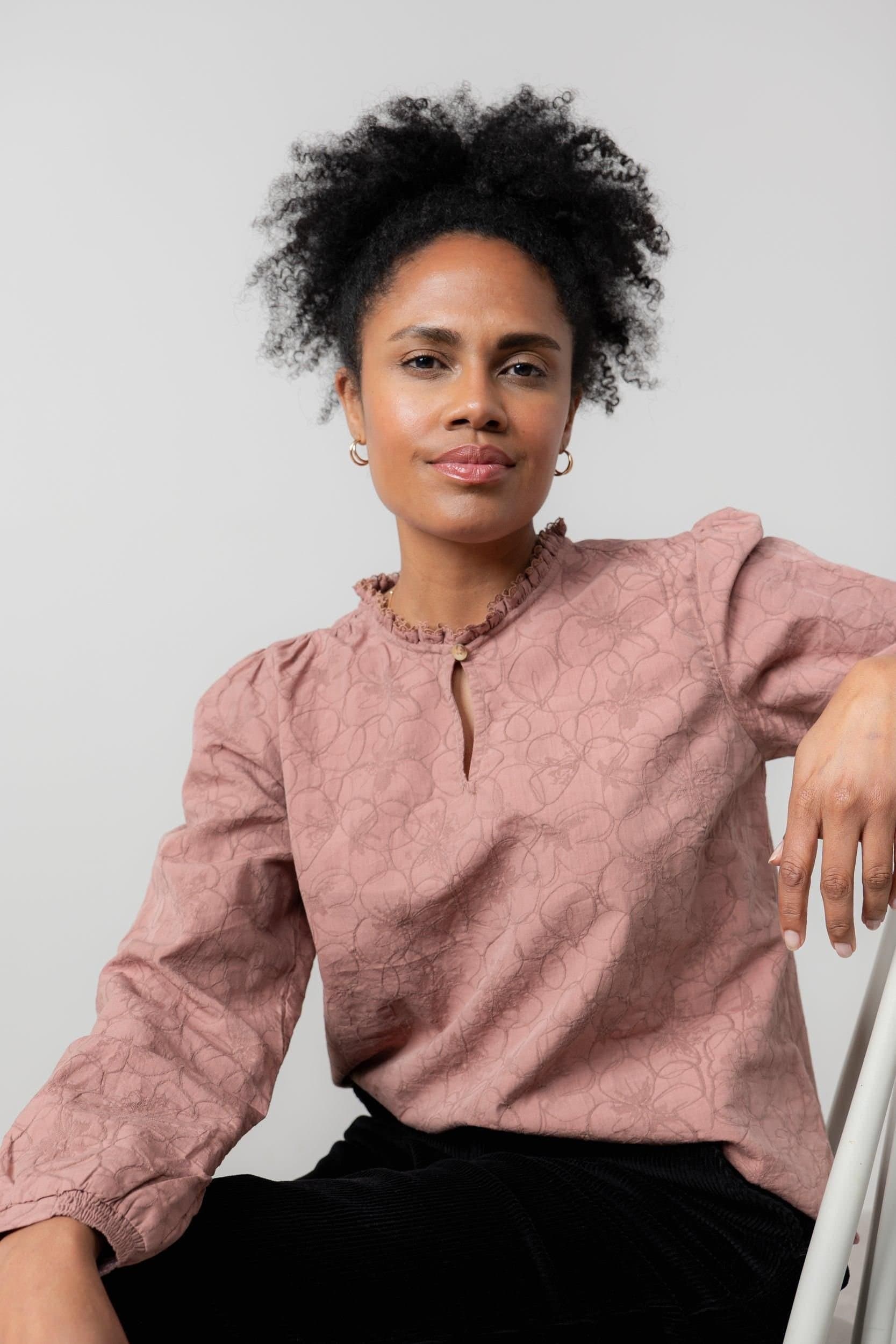 Lily & Me Lily & Me Dusty Pink Textured Jacquard Blouse