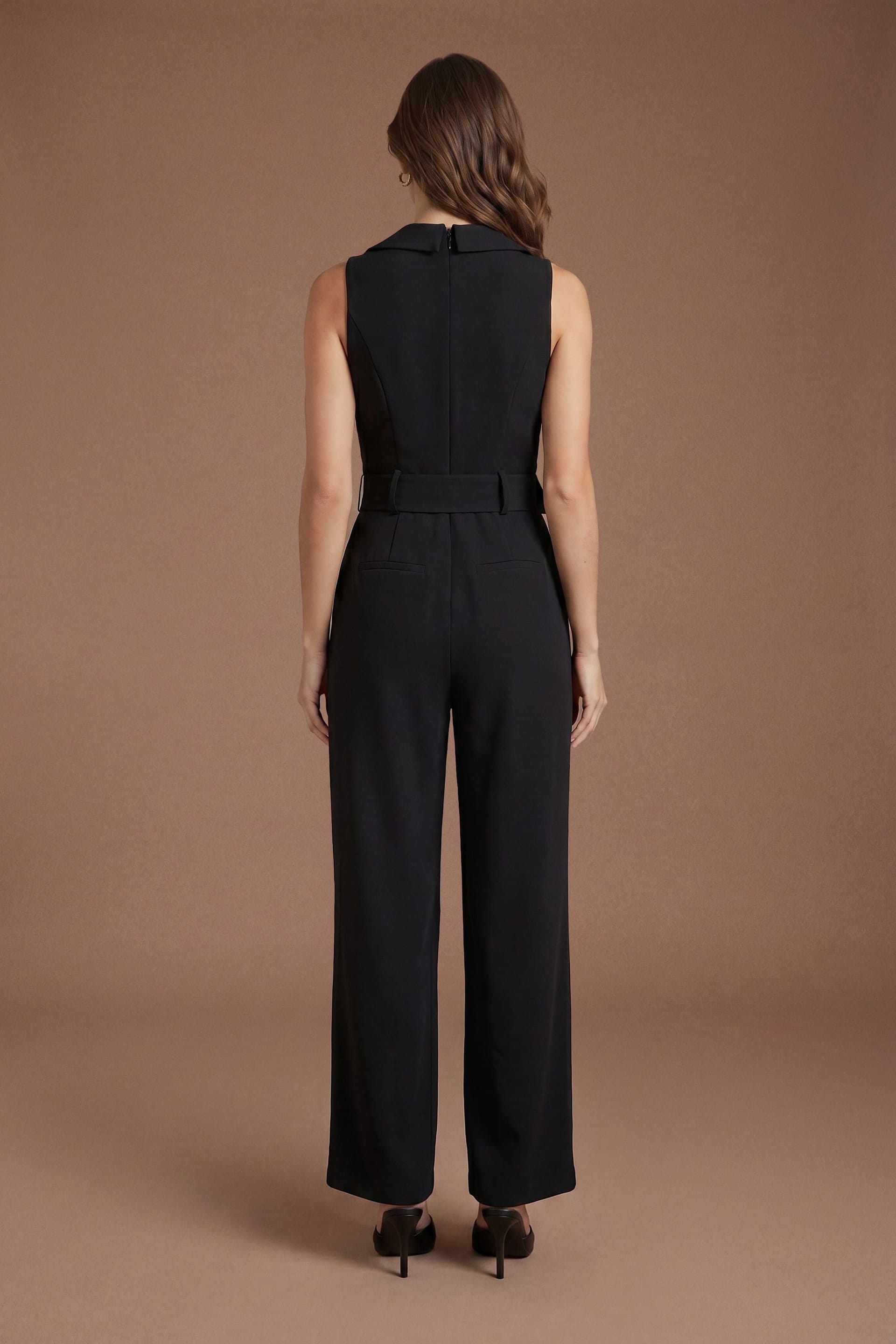 Coast Coast Women's Statement Collared Button Detail Jumpsuit in Black - 4