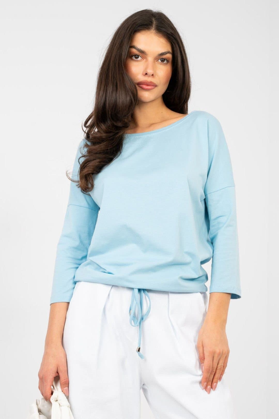 Love Lace Love Lace Blue Cotton Elastane Casual Blouse