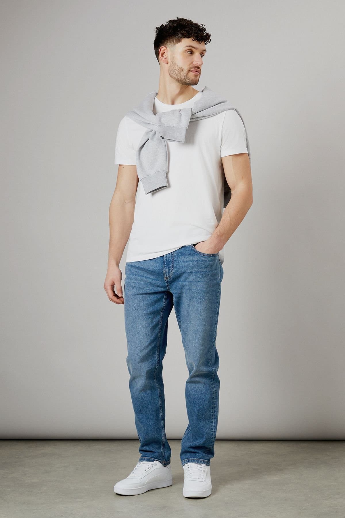 Burton Burton Men's Light Blue Stone Wash Straight Fit Jeans