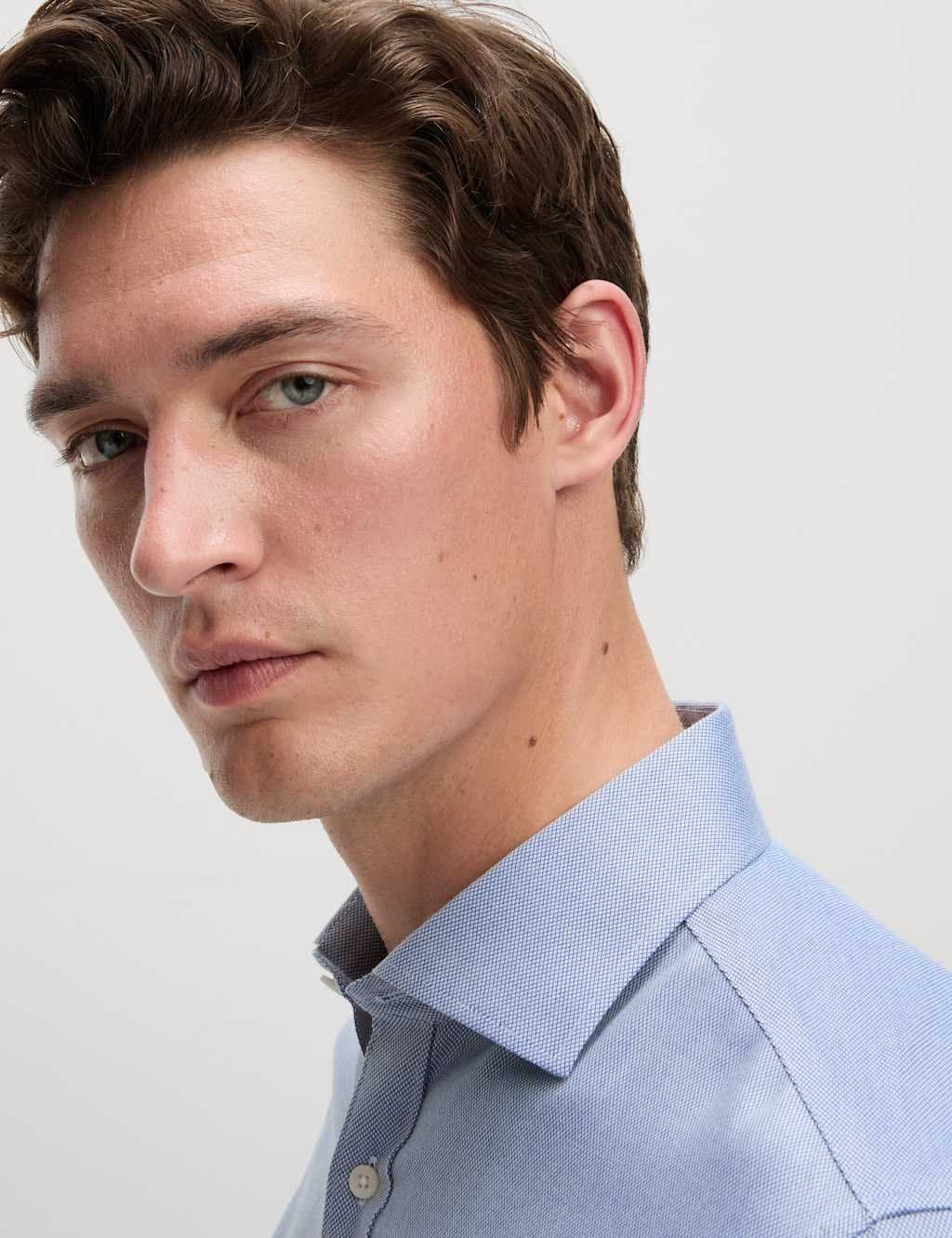 Marks & Spencer M&S Slim Fit Ultimate Non Iron Shirt in Blue