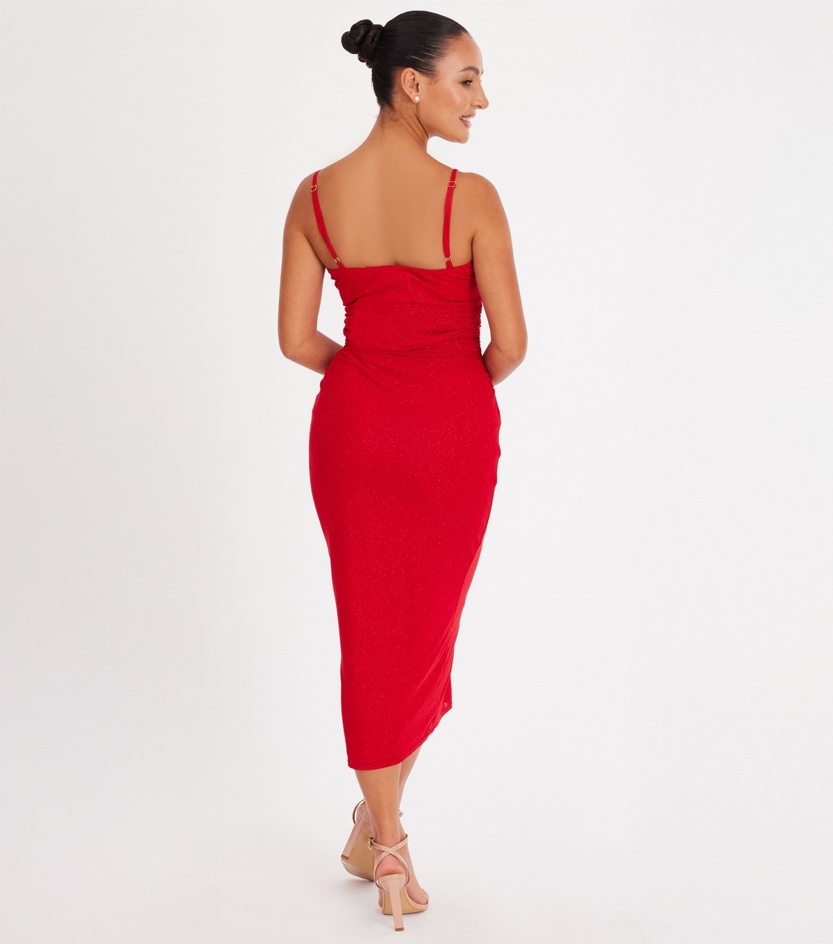 Quiz Women's Petite Red Mesh Glitter Midaxi Dress Quiz New Look - 2