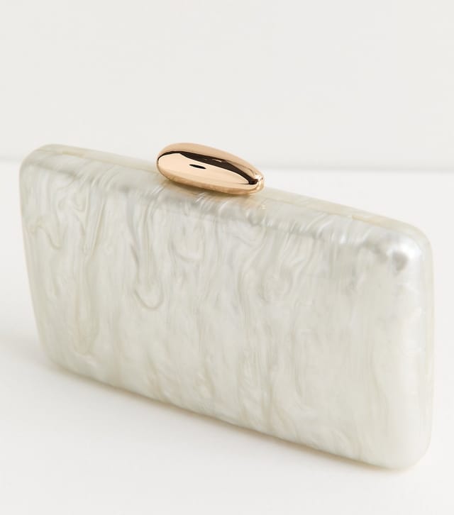 New Look Cream Faux Pearl Box Clutch Bag Vegan New Look - 3