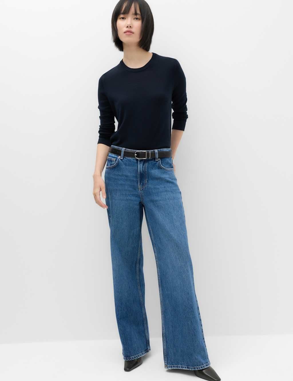 Marks & Spencer M&S Low Rise Wide Leg Jeans Medium Indigo