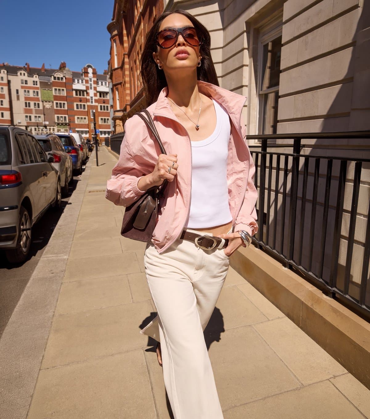 New Look New Look Light Pink Bubble Hem Zip Lightweight Jacket