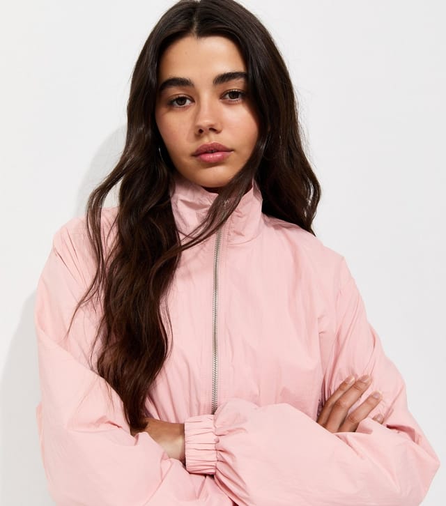 New Look Women's Light Pink Bubble Hem Zip Lightweight Jacket New Look - 2
