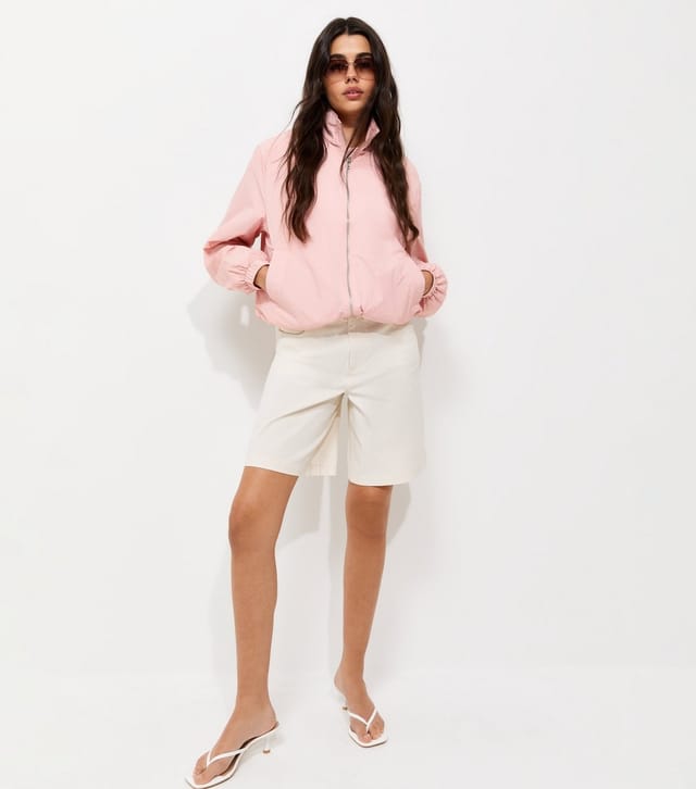 New Look Women's Light Pink Bubble Hem Zip Lightweight Jacket New Look - 3