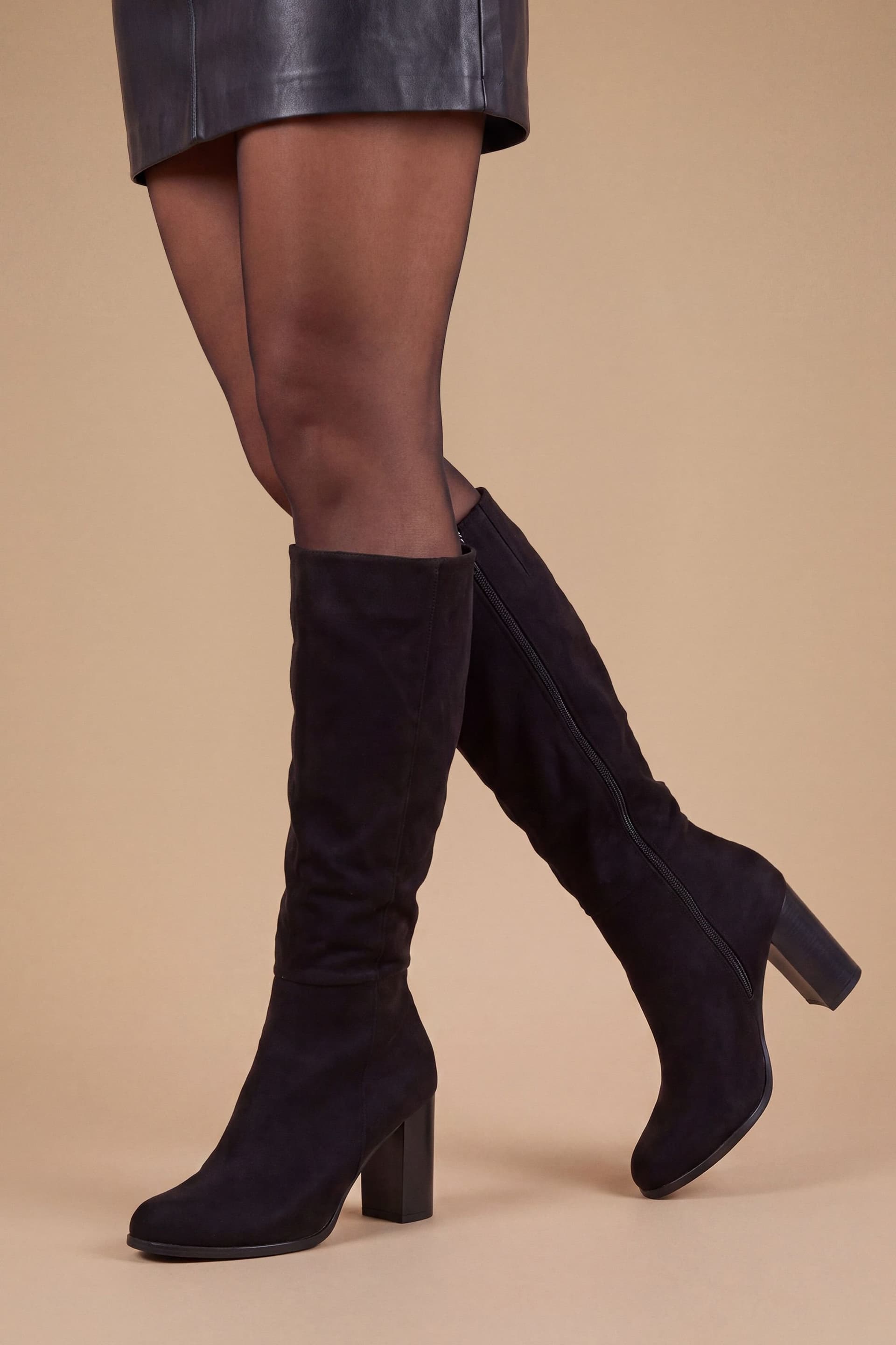 Dorothy Perkins Dorothy Perkins Women's Malti Block Heel Knee High Boots in Natural Black