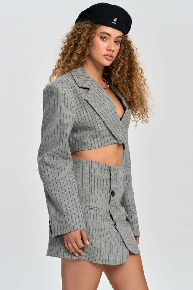 MAI STUDIOS CO. MAI STUDIOS CO. Women's Elegant Jacket-Skirt Set in Grey - 2