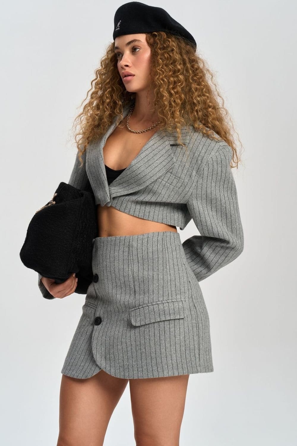 MAI STUDIOS CO. MAI STUDIOS CO. Women's Elegant Jacket-Skirt Set in Grey - 4