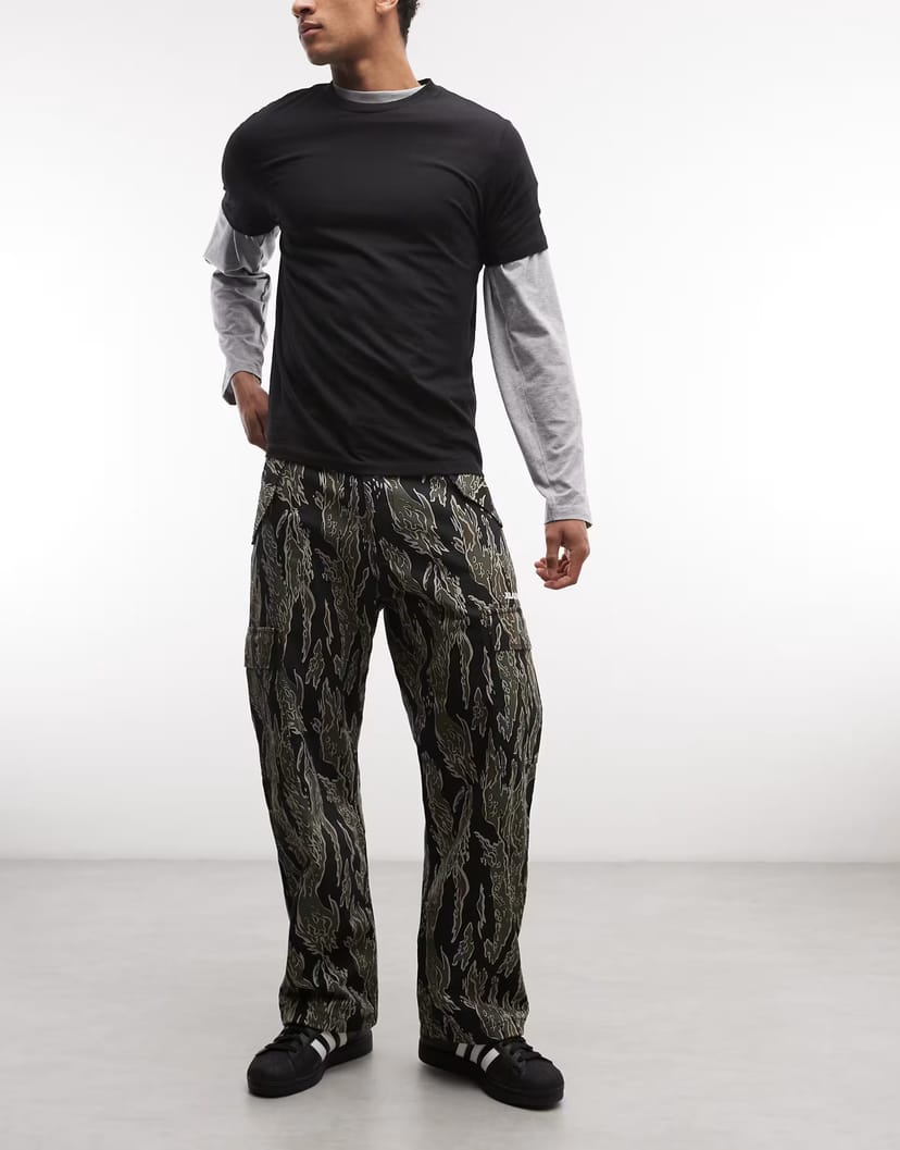 ASOS XLARGE label ripstop camo cargo trousers in olive - 1