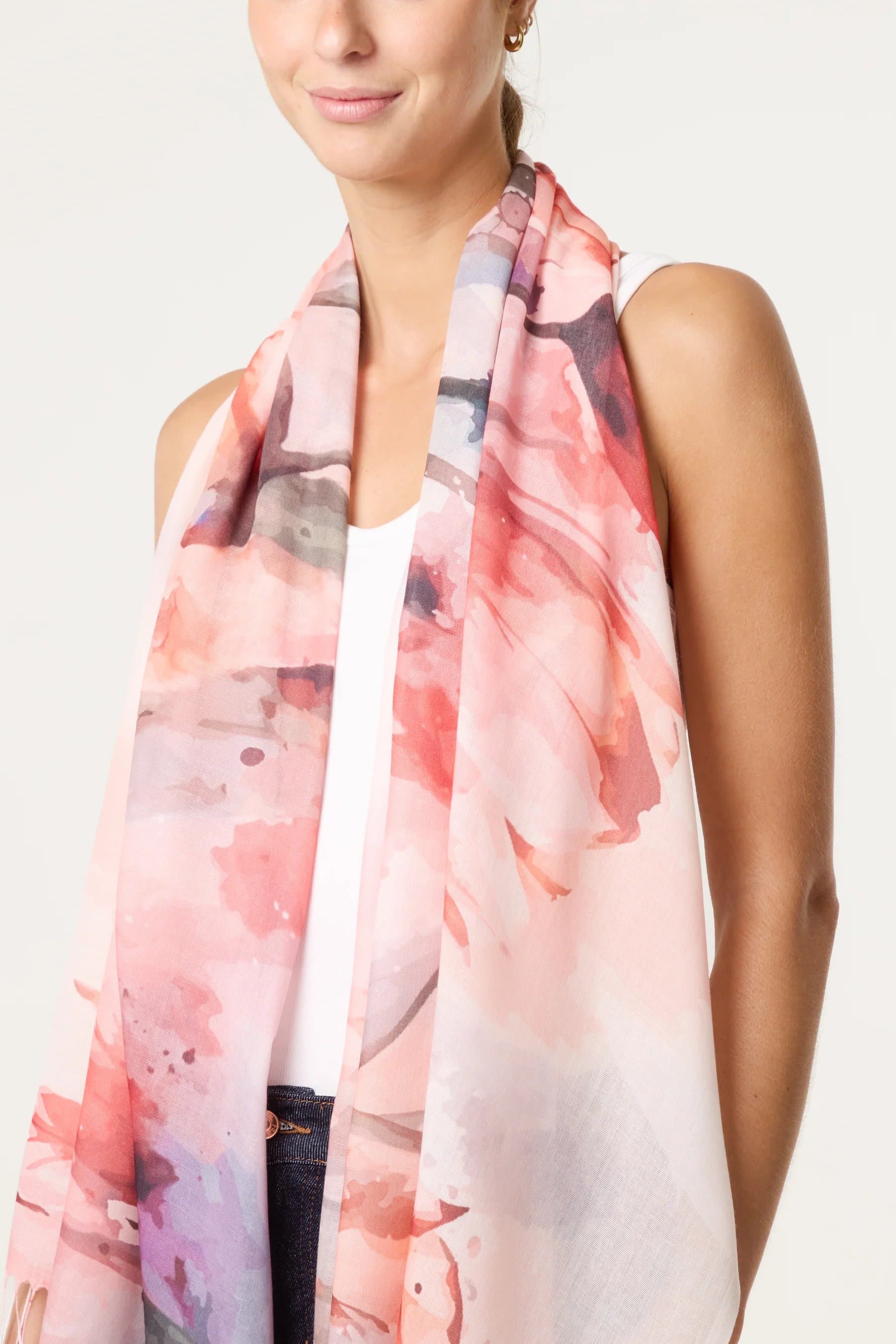 Blue Vanilla Floral Print Scarf