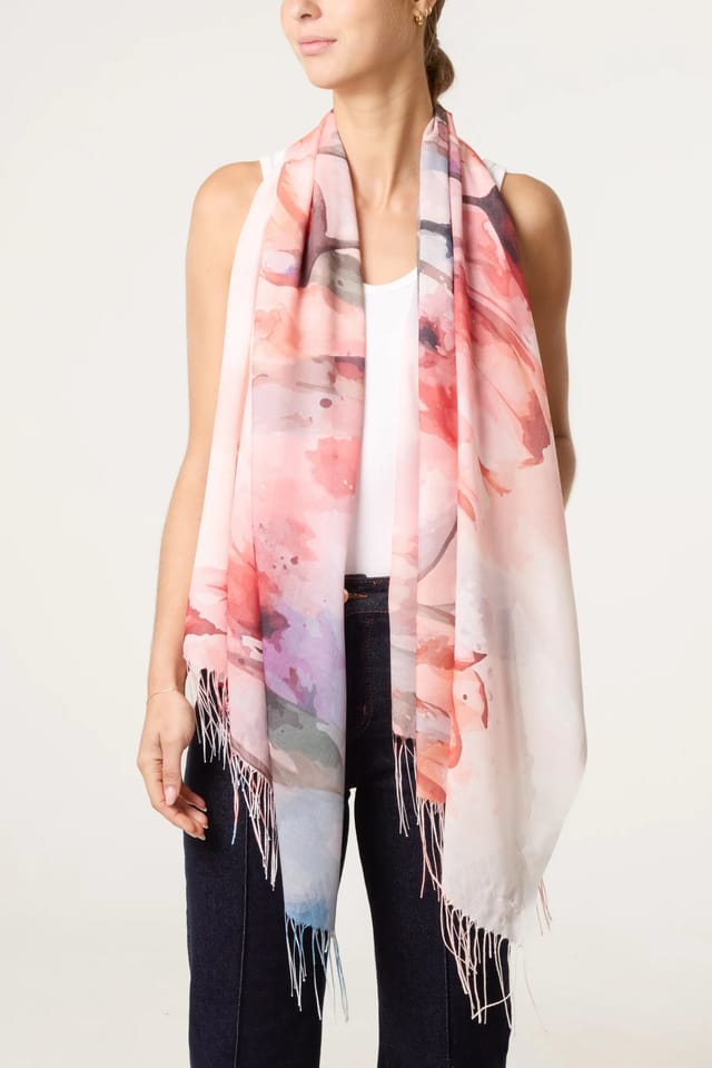 Blue Vanilla Floral Print Scarf - 2