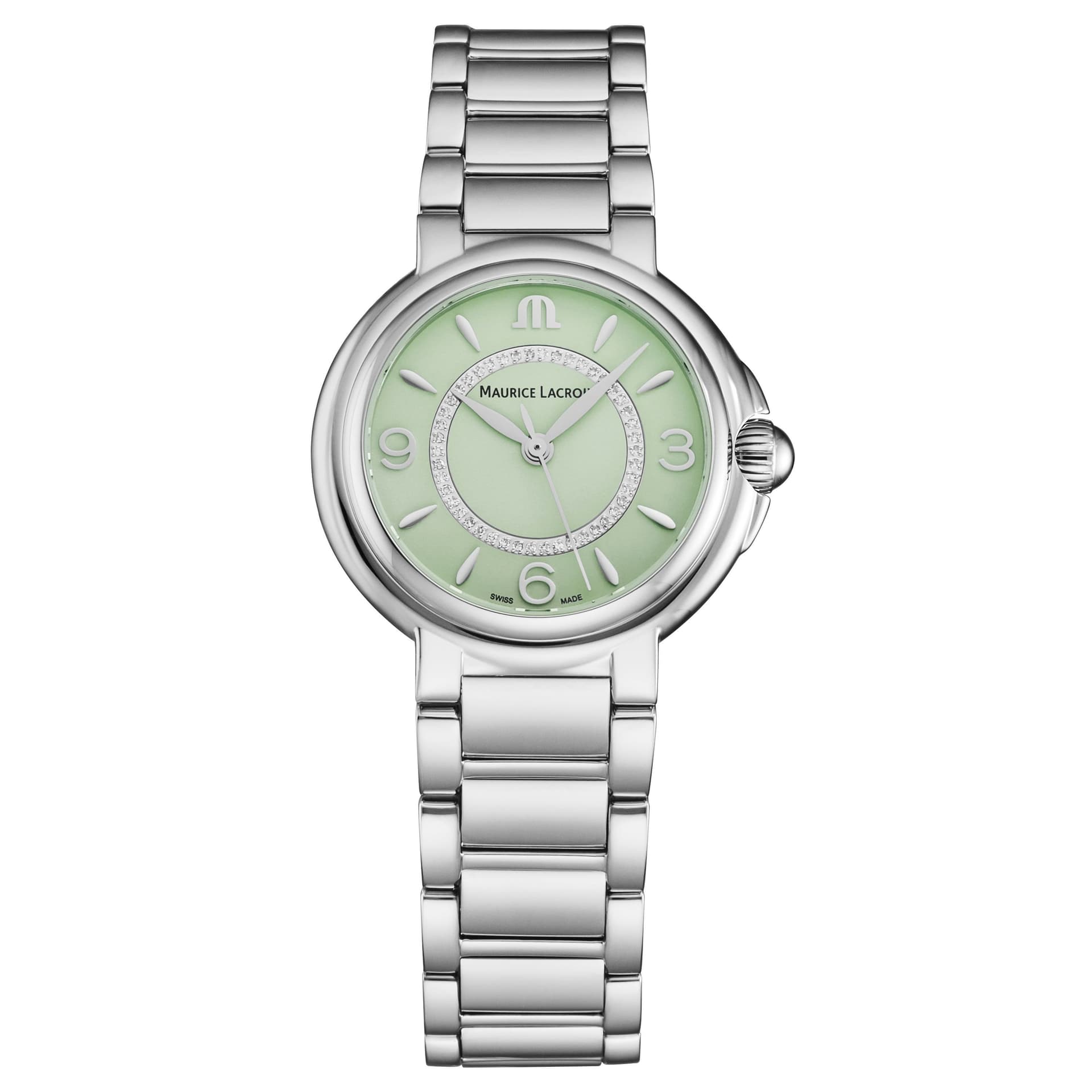 Maurice Lacroix Maurice Lacroix Women's 'Fiaba' Green Dial Stainless Steel Bracelet Quartz Watch in Silver