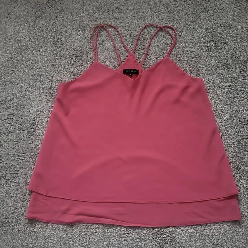 New Look New Look pink double layer cami top - Size 12