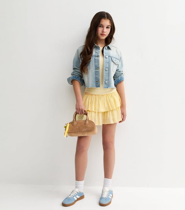 New Look Girls' Light Yellow Textured Jacquard Rara Skort New Look - 3