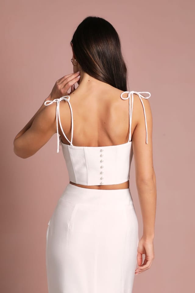 Coast Coast Women's Corsage Strappy Wedding Top Co Ord in Ivory - 3