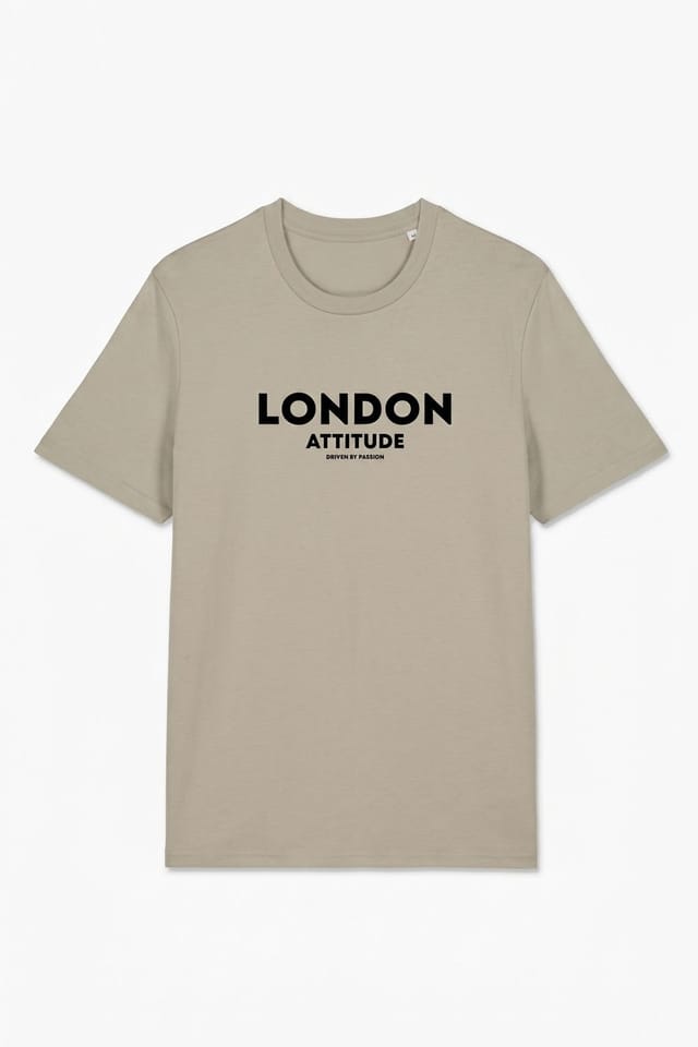 LONDON ATTITUDE LONDON ATTITUDE Men's Japanese Inspired Premium Cotton Relaxed Fit T-Shirt in Stone - 3