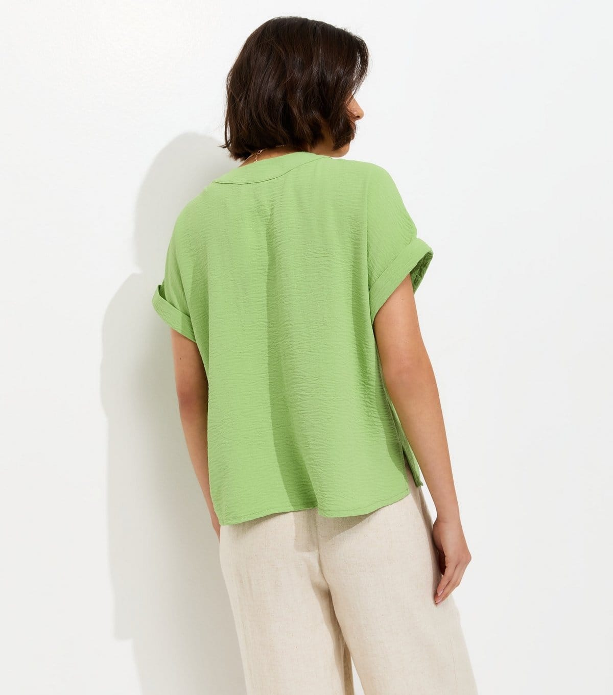 New Look Women's Green Button Through Folded Cuff Top New Look - 4