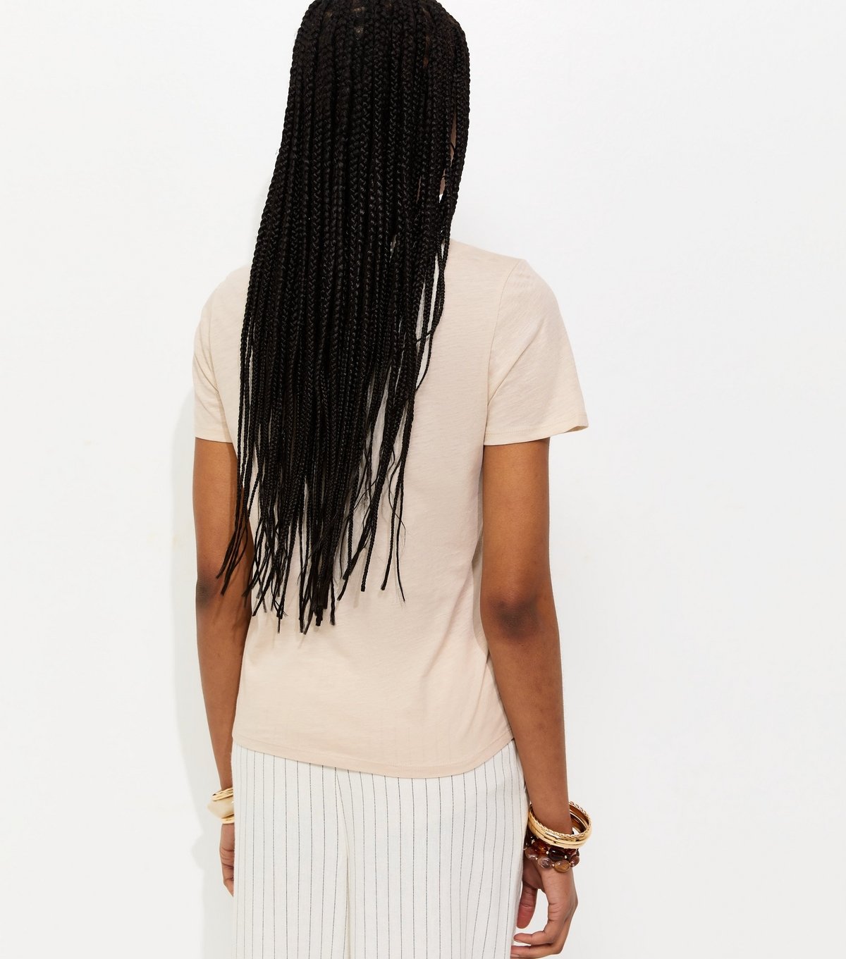 New Look Women's Off White Cotton V-Neck T-Shirt New Look - 4