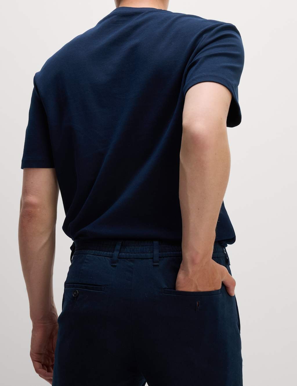 Marks & Spencer M&S 2 Pack Elasticated Waist Stretch Chinos Navy - 2