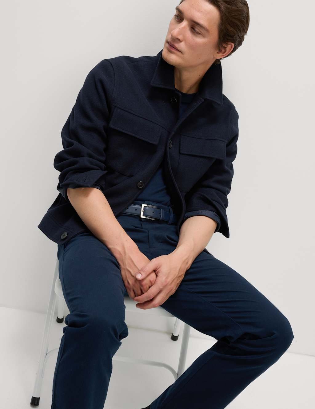 Marks & Spencer M&S 2 Pack Elasticated Waist Stretch Chinos Navy - 4