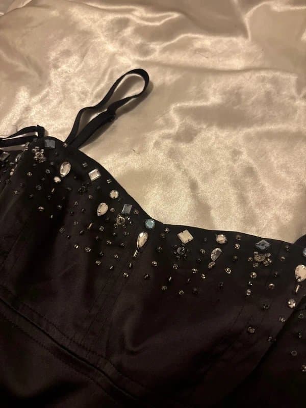New Look black corset style top with gems