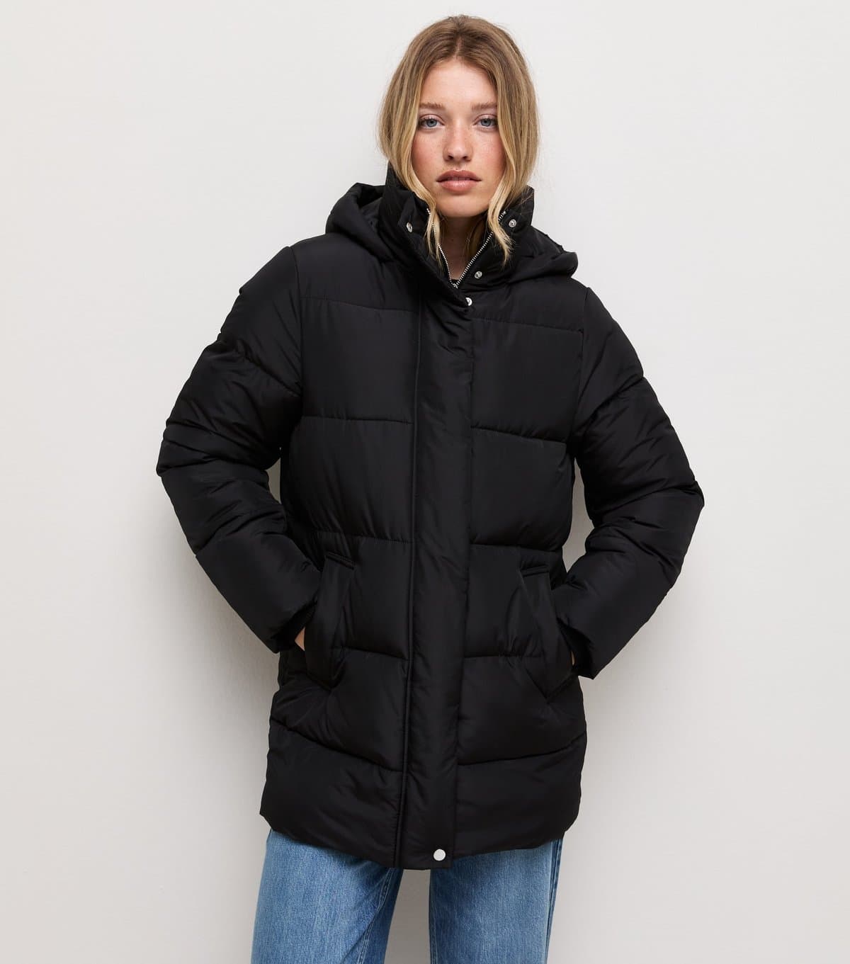 New Look Women's Black Padded Mid Length Jacket New Look