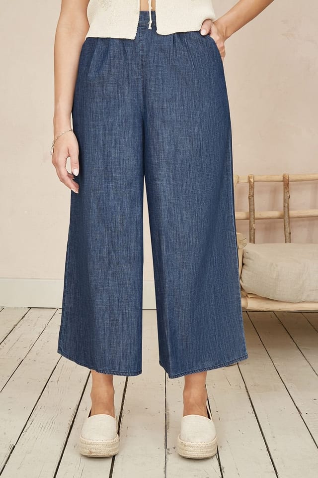 Yumi Yumi Women's Blue Chambray Denim Culottes - 2