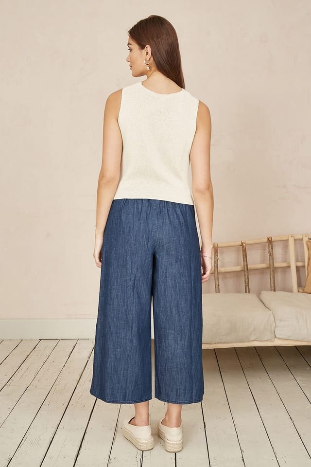 Yumi Yumi Women's Blue Chambray Denim Culottes - 3