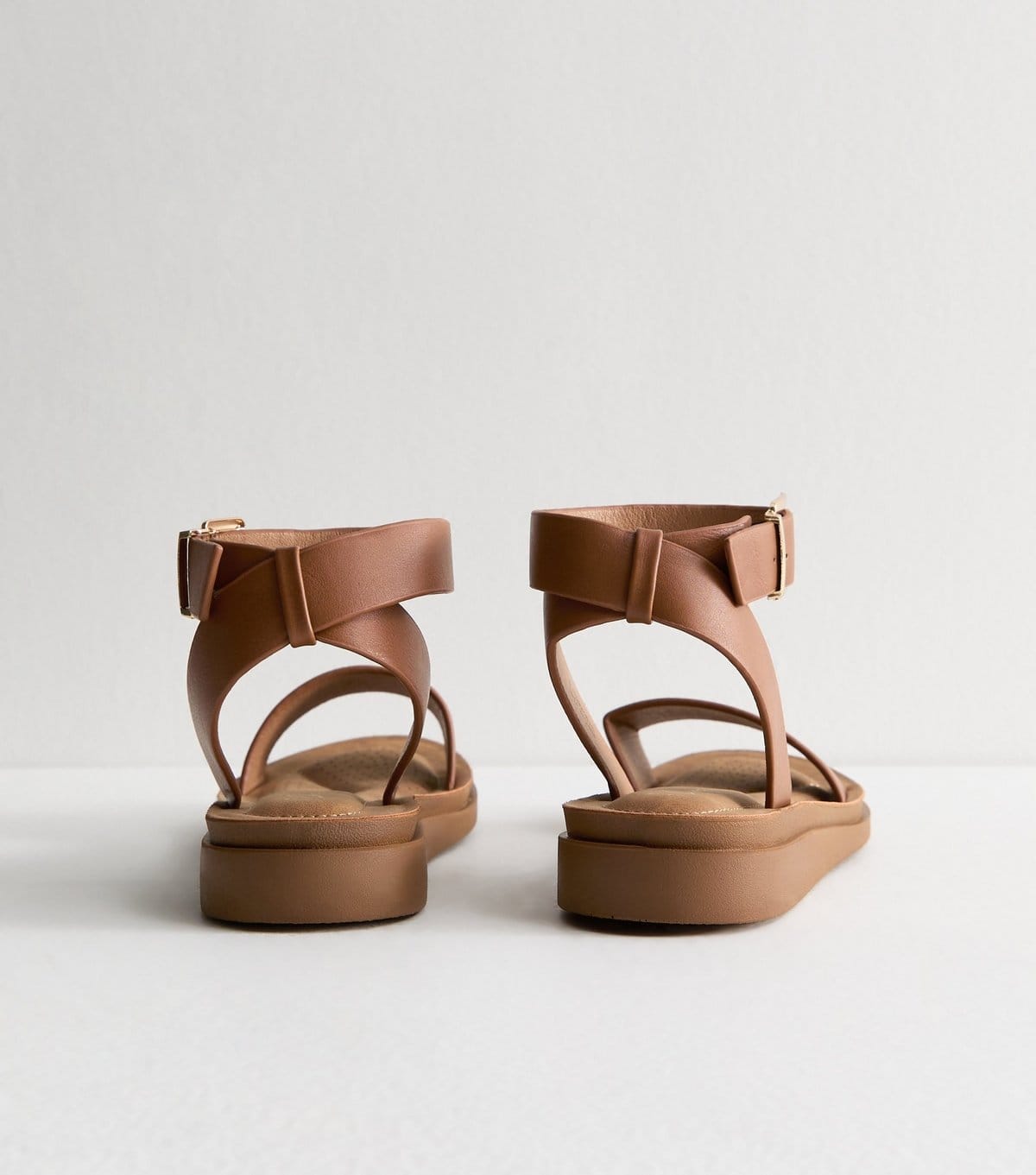 New Look Women's Tan Brown Faux Suede Open Toe Sandals Vegan New Look - 4