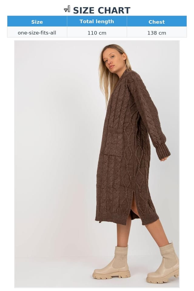 Love Lace Love Lace Women's Long Sleeve Slip Pocket Open Cardigan in Brown - 3