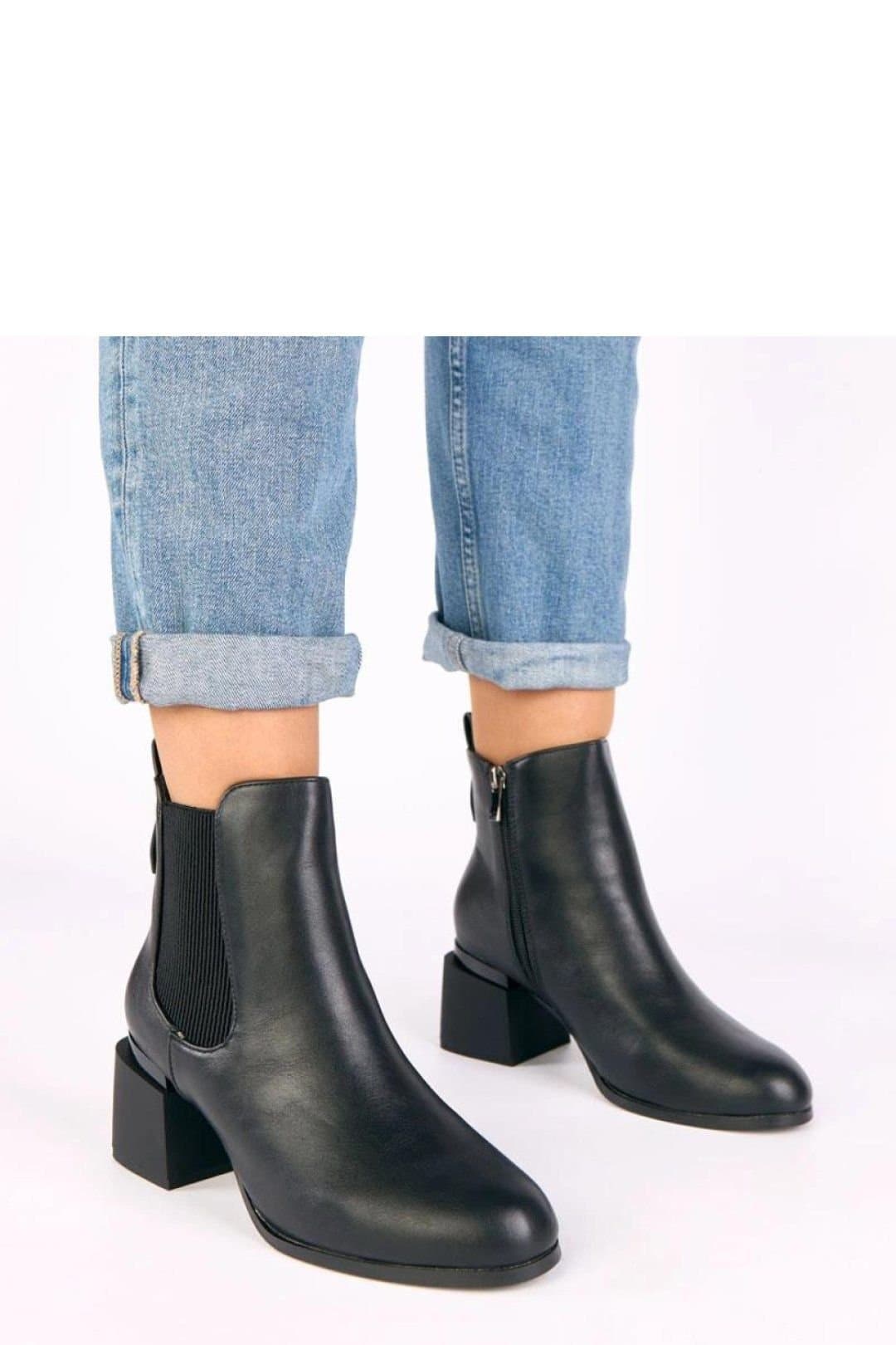 Love Lace Love Lace Black Leather Ankle Boots With Elastic Insert