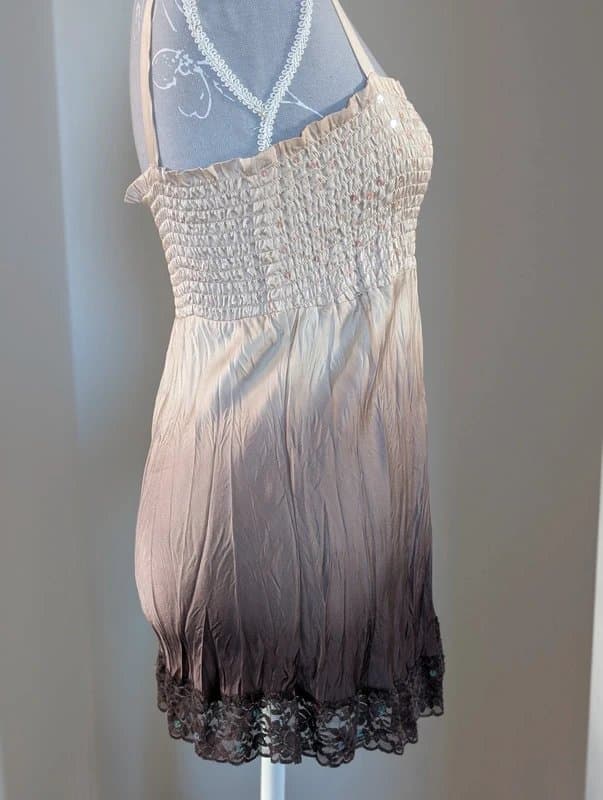 New Look New Look Gold Brown Ombre Sequin Lace Y2K Cami Top Size 12