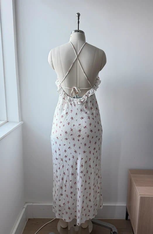 Bershka Bershka White Floral Strappy Midi Summer Dress