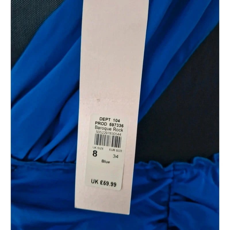 River Island River Island Baroque Rock deep blue gathered party and cocktail dress UK size 8 brand new with tags - 1