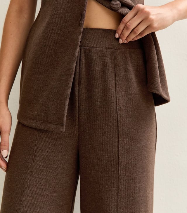 New Look Women's Brown Soft Touch Compact Wide Leg Trouser New Look - 2