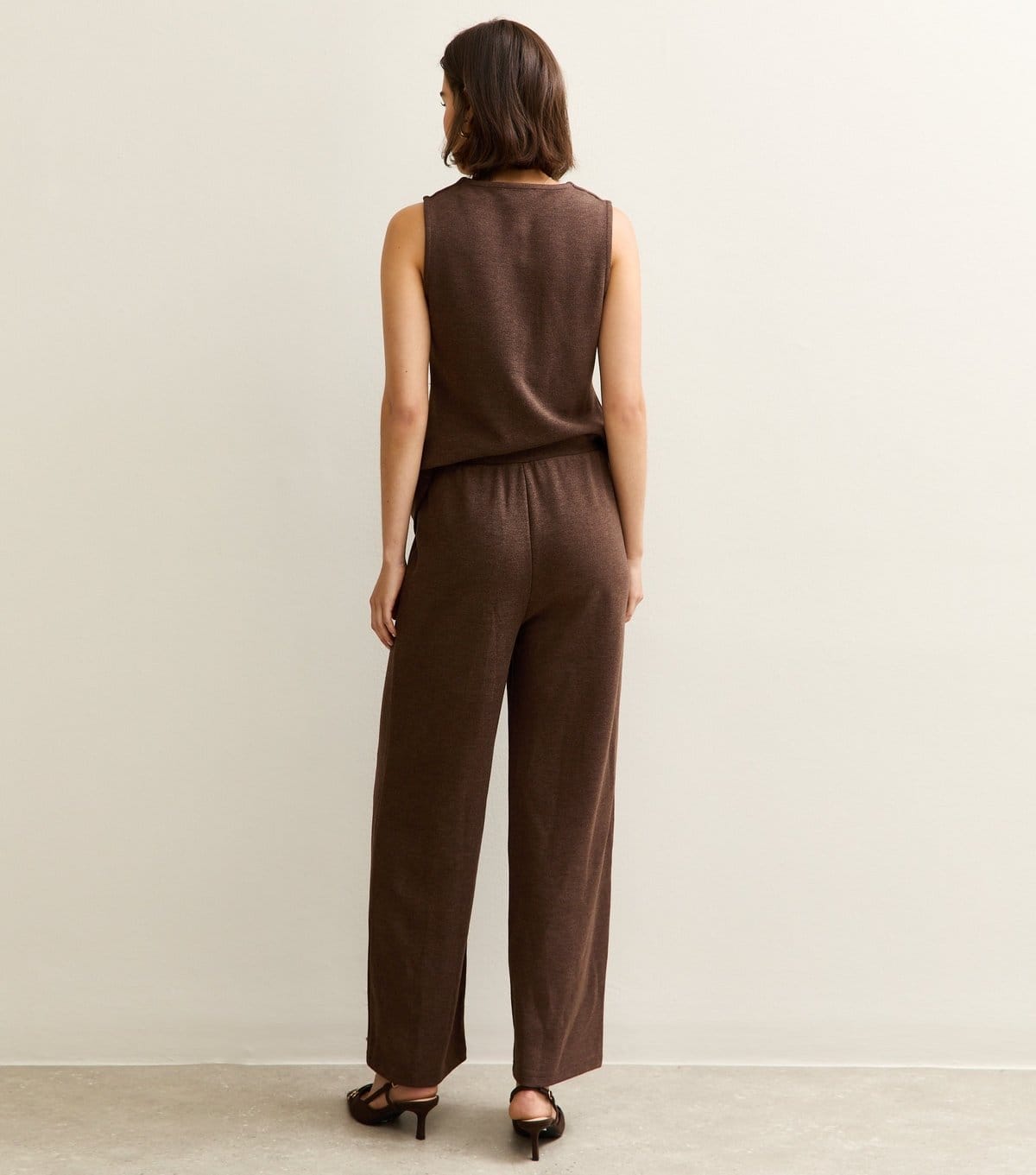 New Look Women's Brown Soft Touch Compact Wide Leg Trouser New Look - 4