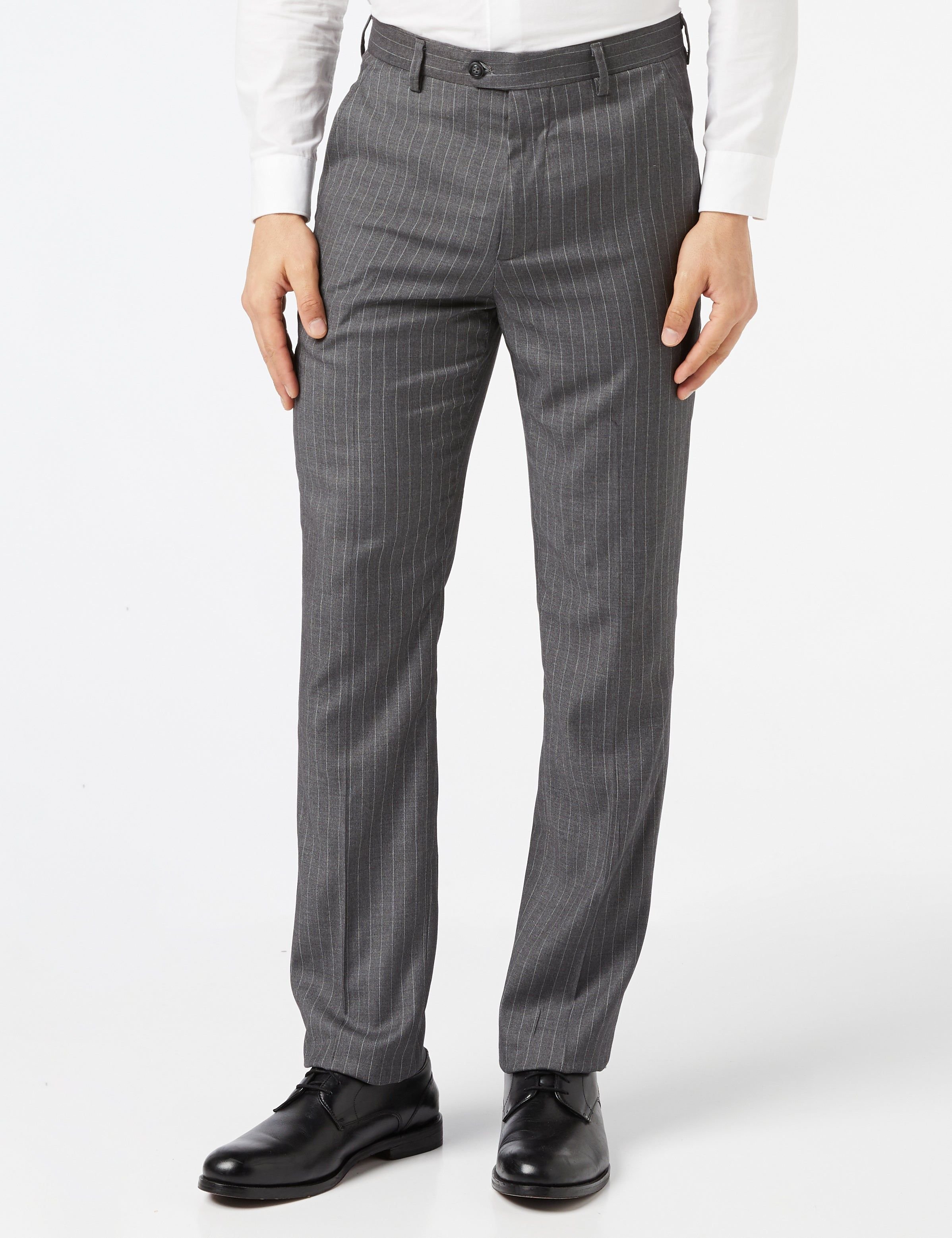 XPOSED XPOSED Men's Stylish Pinstripe Retro Trousers in Grey - 2