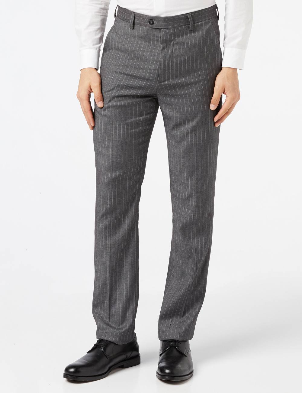 XPOSED XPOSED Men's Stylish Pinstripe Retro Trousers in Grey - 4
