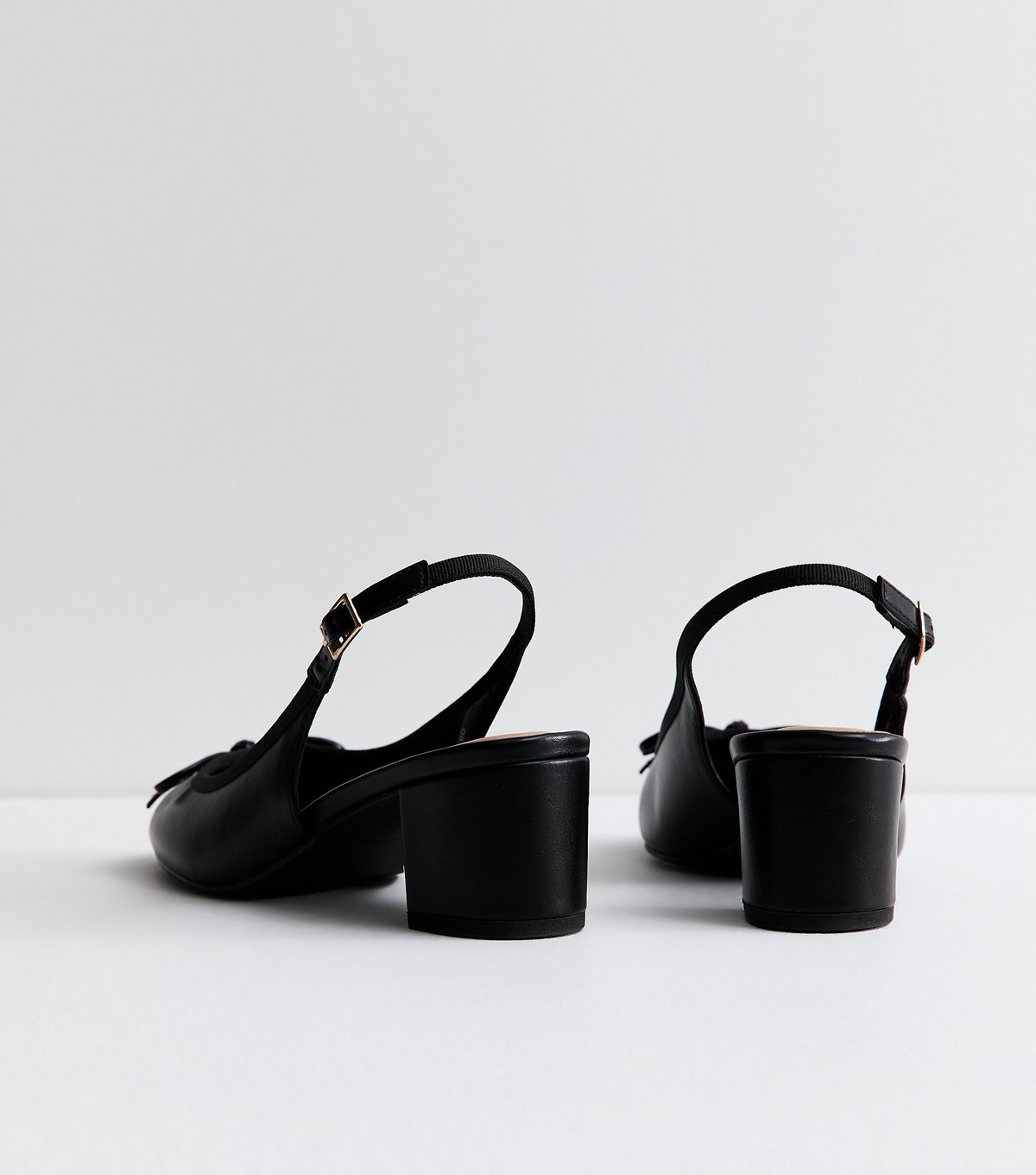 New Look Women's Wide Fit Black Faux Leather Slingback Ballerina Pumps Vegan New Look - 4