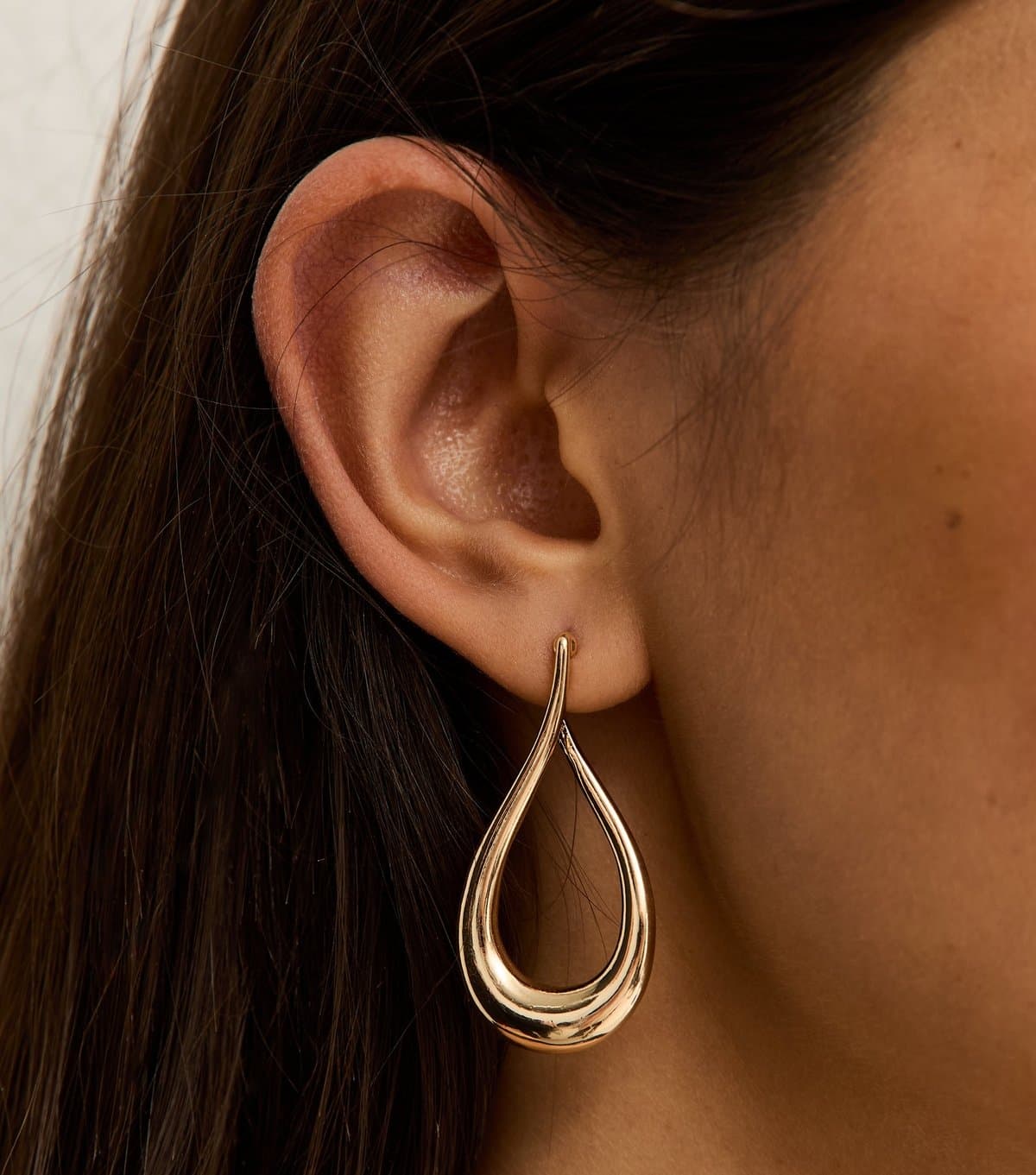 New Look Gold Tone Oval Wrap Drop Earrings New Look