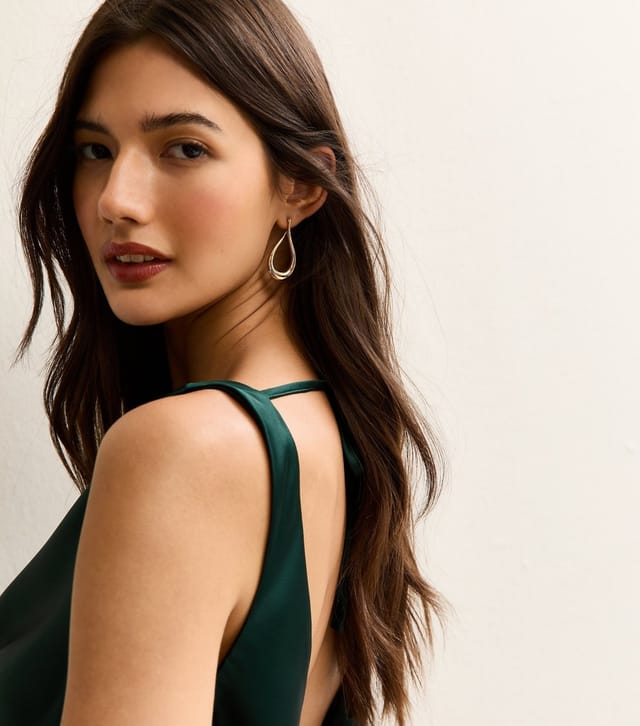 New Look Gold Tone Oval Wrap Drop Earrings New Look - 2