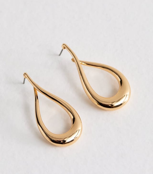 New Look Gold Tone Oval Wrap Drop Earrings New Look - 3