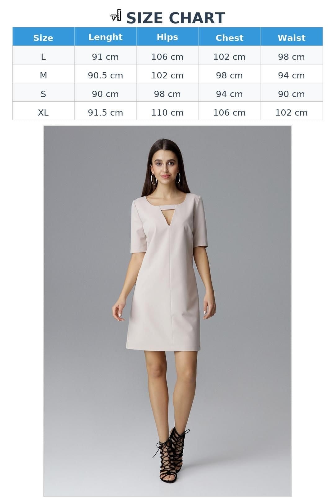 Love Lace Love Lace Women's Delicate Short Dress With 3/4 Sleeves in Beige - 4