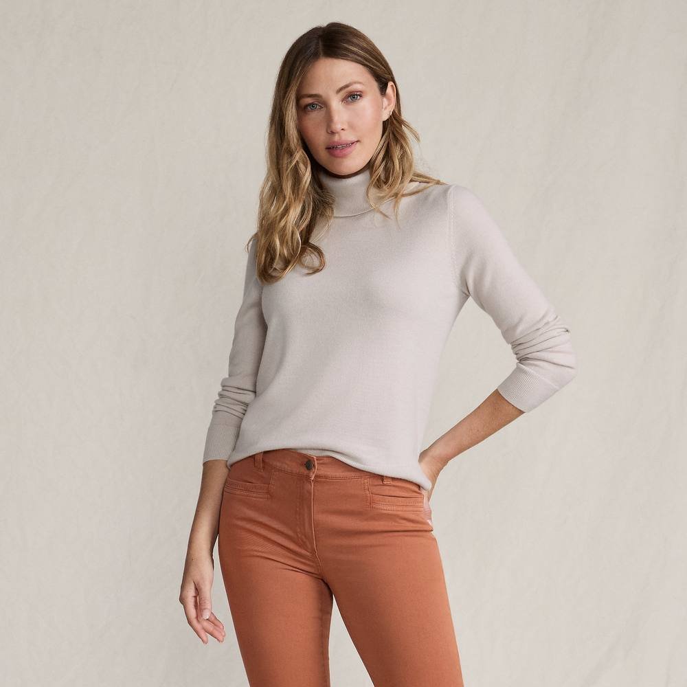 lands end Lands' End Women's Merino Roll Neck Sweater in Beige - 3