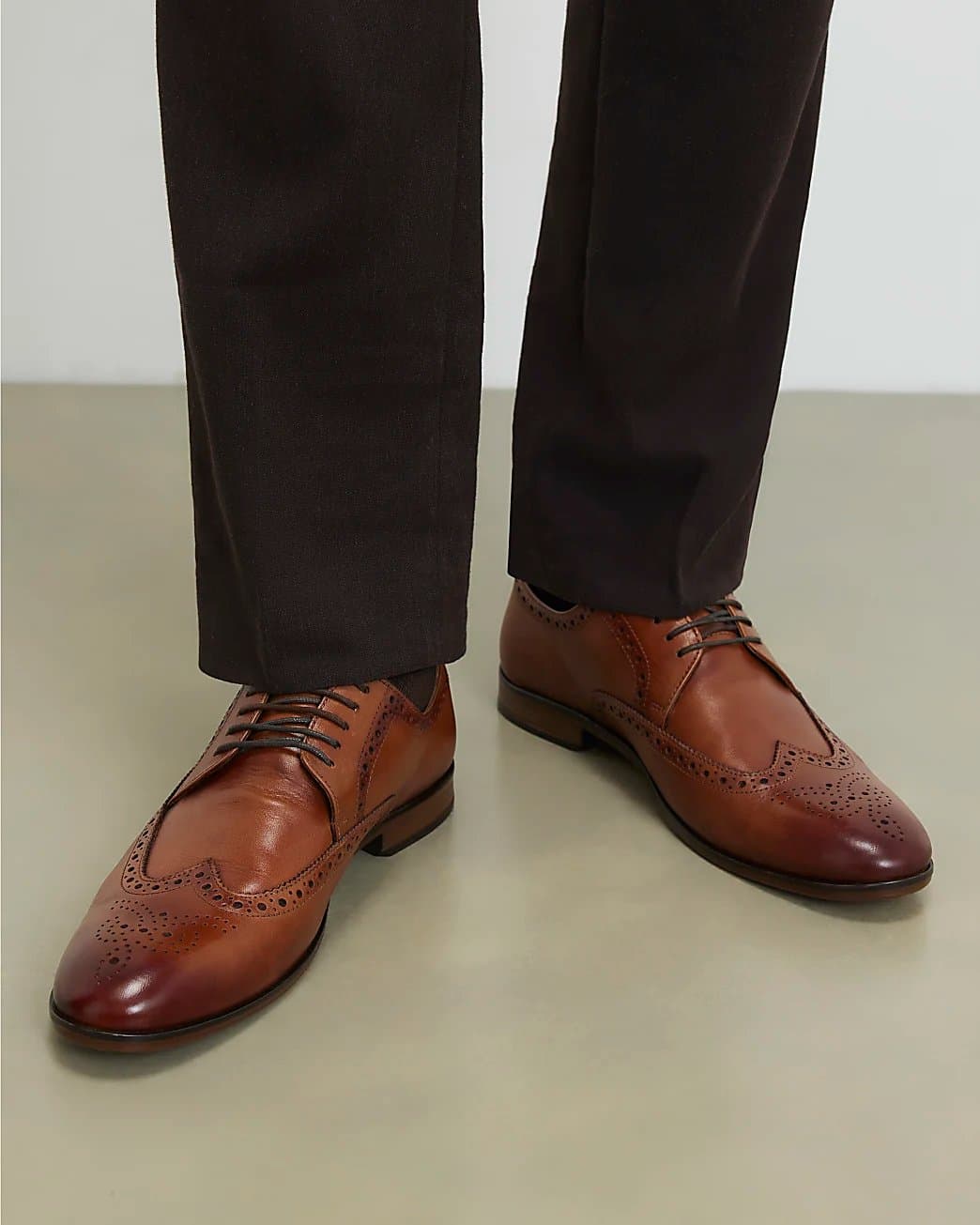 River Island Mens River Island Brown Leather Brogue Shoes